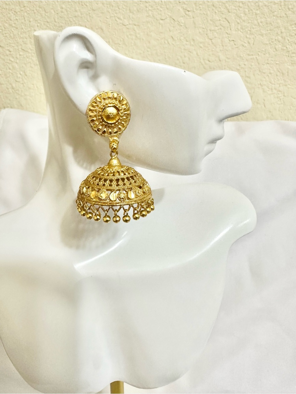 18k Gold Plated Jhumka Earrings - Elegant Statement Drop Earrings